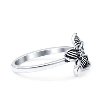 Flower Oxidized Band Solid 925 Sterling Silver Thumb Ring (11.6mm)